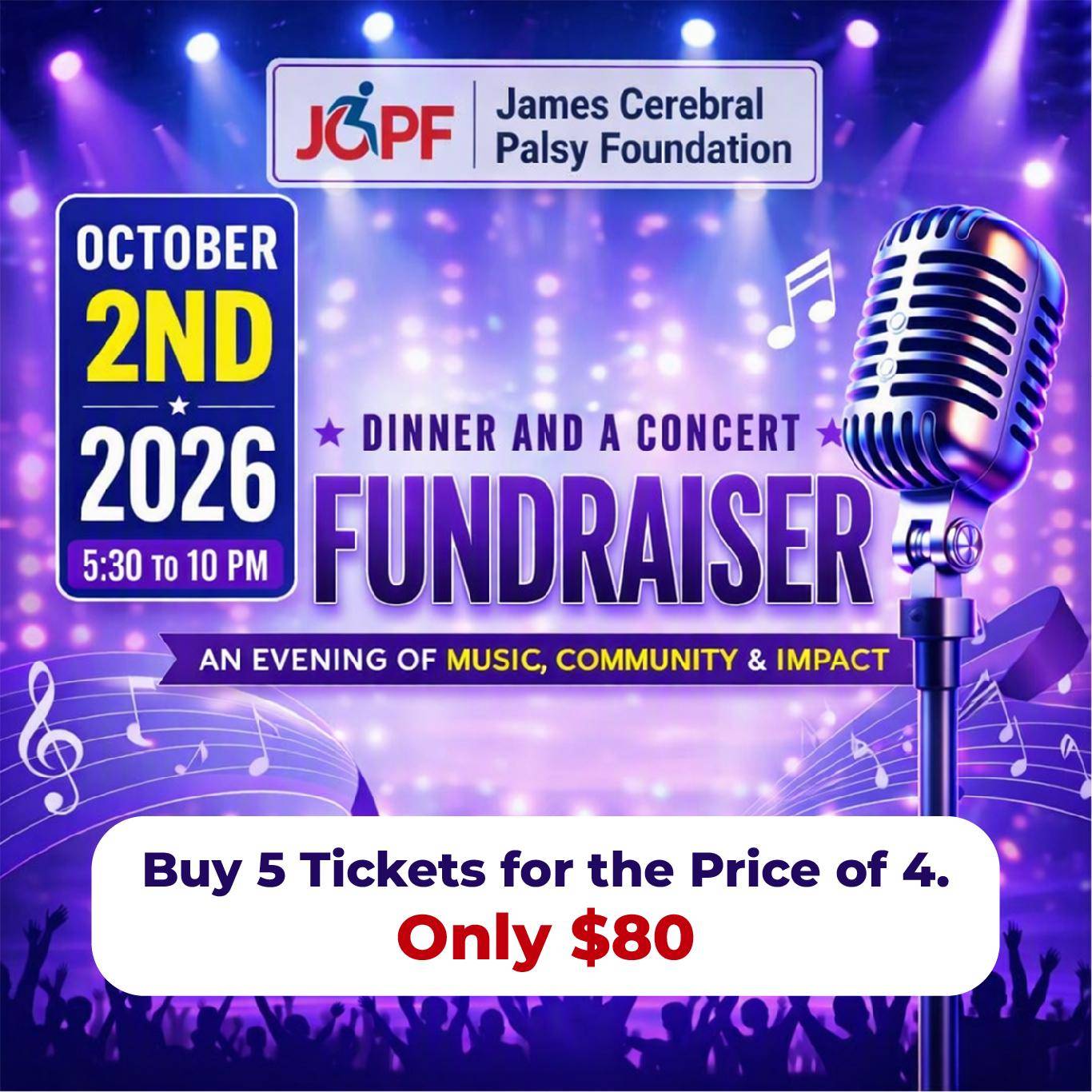 Concert & A Dinner Fundraiser Buy 5 Tickets For $80.00